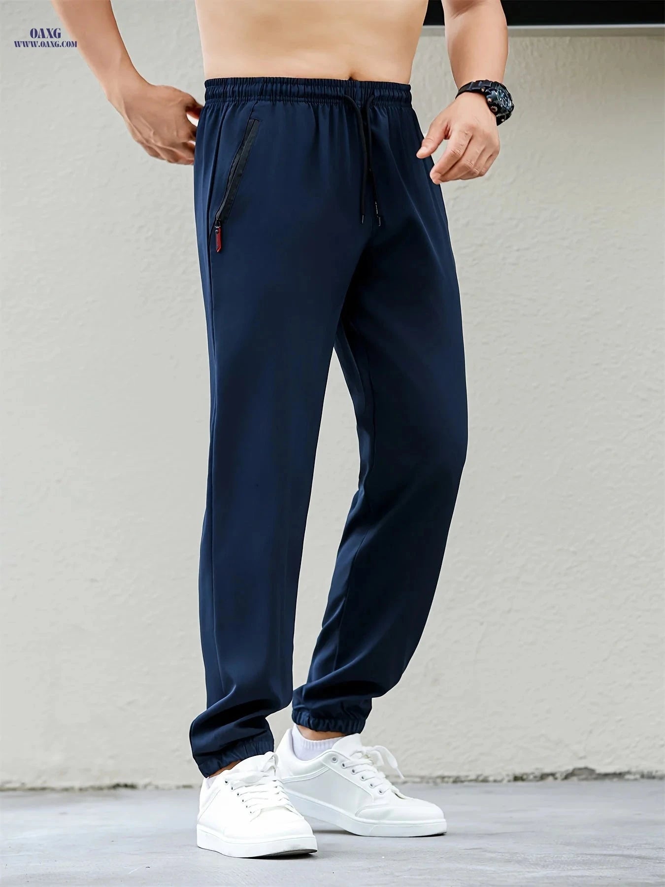 Men’s Quick-Dry Sports Pants - Lightweight Breathable Tapered Joggers   OAXG Grey / FR XS