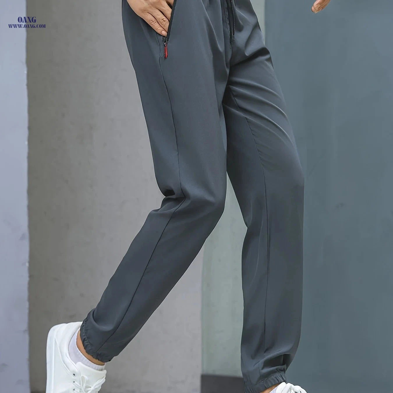 Men’s Quick-Dry Sports Pants - Lightweight Breathable Tapered Joggers   OAXG Grey / FR XS