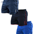 Men's Quick-Dry Sports Shorts - 5-Pocket Moisture-Wicking Fabric   OAXG Navy Blue + Black Red + Royal Blue / S