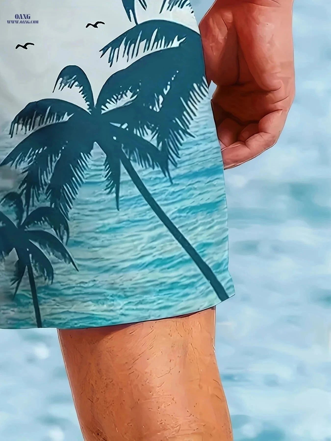 Men's Quick-Dry Swim Shorts - Lightweight Tropical Print Beachwear   OAXG Mixed Color / FR M