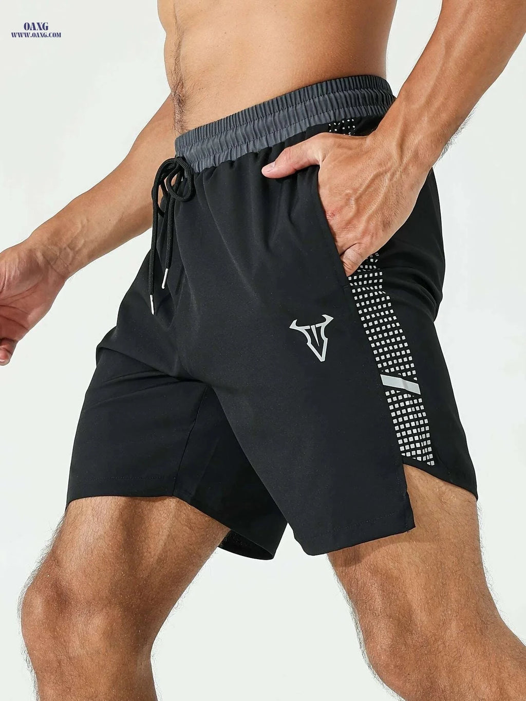 Men's Quick-Dry Swim Shorts - Reflective Loose-Fit for Water Sports   OAXG Black / S