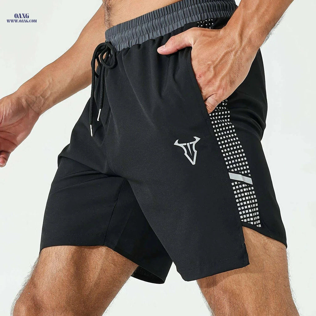 Men's Quick-Dry Swim Shorts - Reflective Loose-Fit for Water Sports   OAXG Black / S