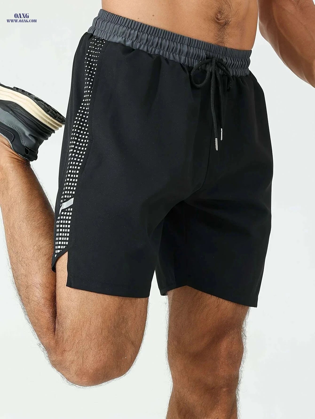 Men's Quick-Dry Swim Shorts - Reflective Loose-Fit for Water Sports   OAXG Black / S