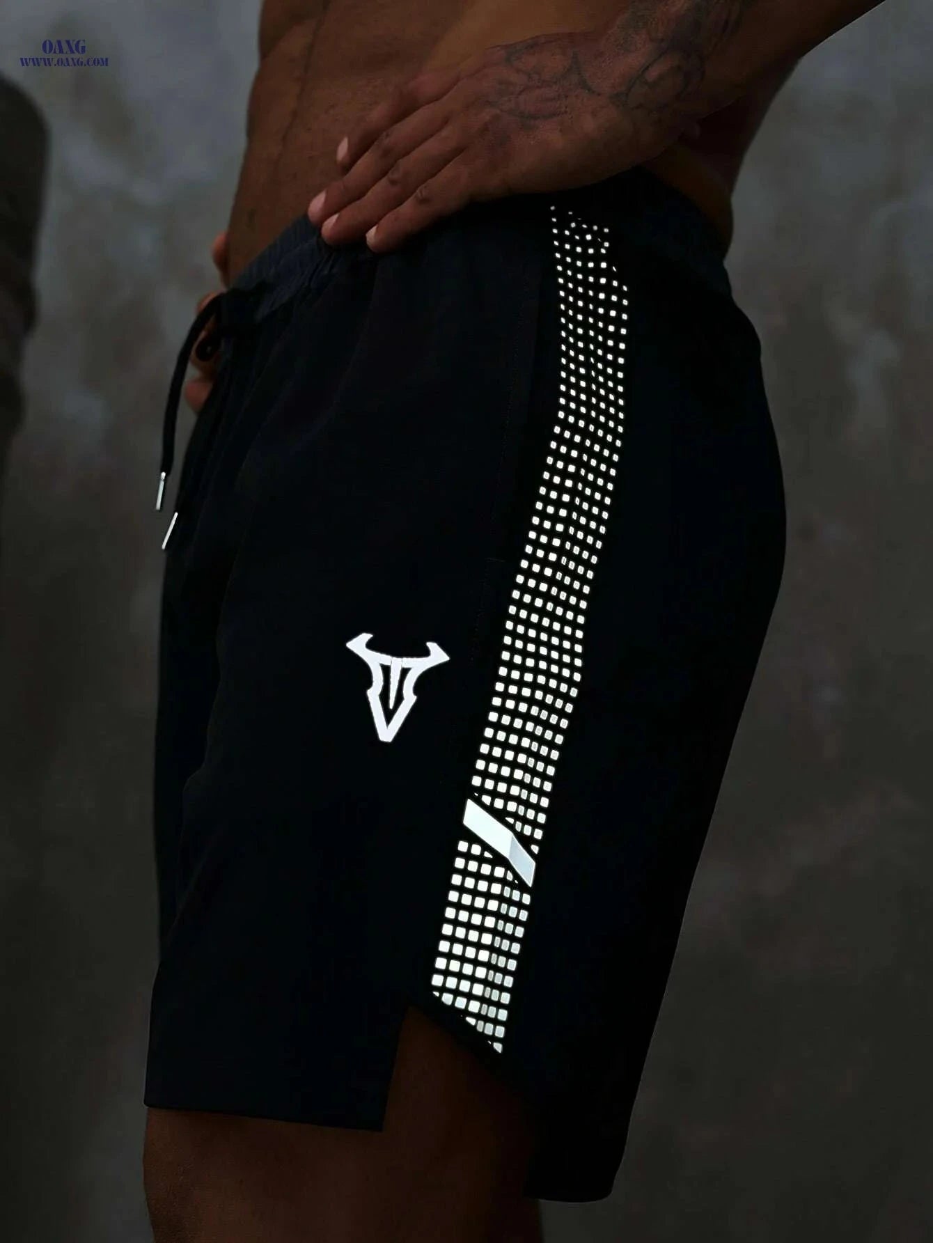 Men's Quick-Dry Swim Shorts - Reflective Loose-Fit for Water Sports   OAXG Black / S