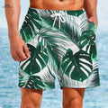Men's Quick-Dry Swim Shorts - Tropical Palm Leaf Print, Lightweight Design   OAXG Mixed Color / S