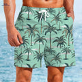 Men's Quick-Dry Swim Shorts - Tropical Palm Print Beach Board Shorts   OAXG Mixed Color / S