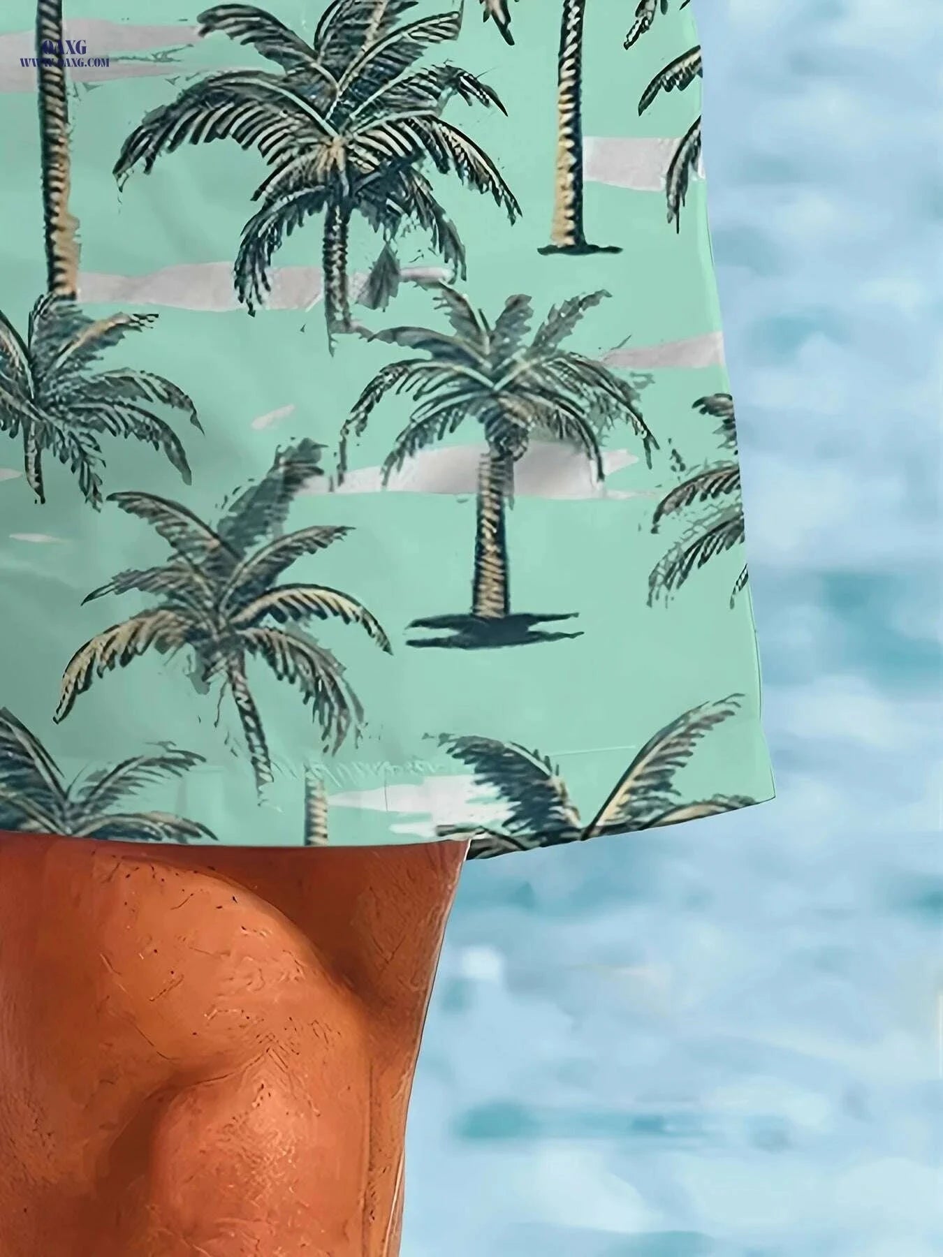 Men's Quick-Dry Swim Shorts - Tropical Palm Print Beach Board Shorts   OAXG Mixed Color / S