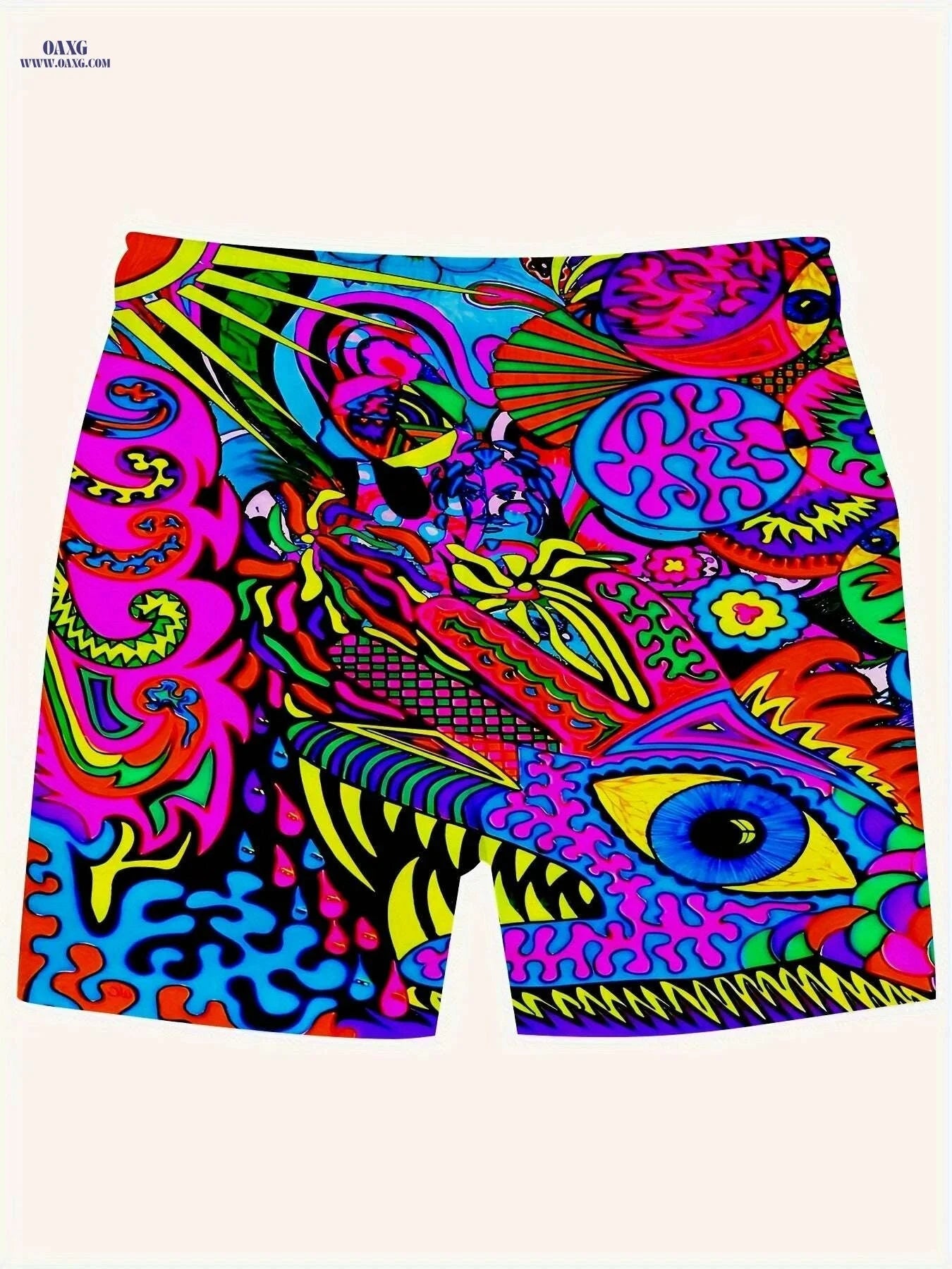 Men's Quick-Dry Swim Shorts - Vibrant All-Over Print & Pockets   OAXG 