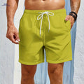 Men's Quick-Dry Swim Shorts - Zipper Pockets, Solid Color   OAXG 