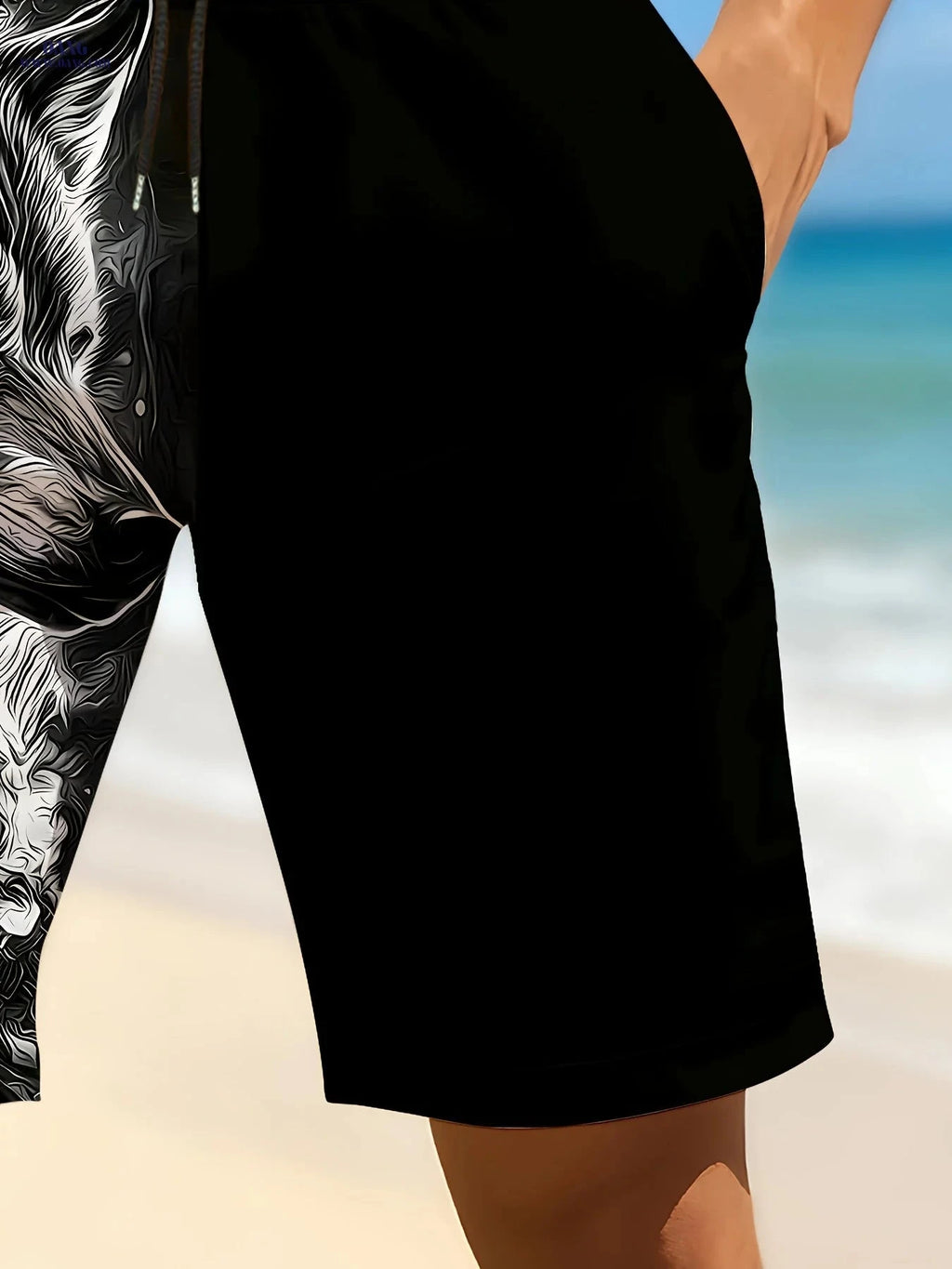 Men's Quick-Dry Swim Trunks - 3D Wolf Print with Pockets   OAXG 