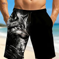 Men's Quick-Dry Swim Trunks - 3D Wolf Print with Pockets   OAXG 