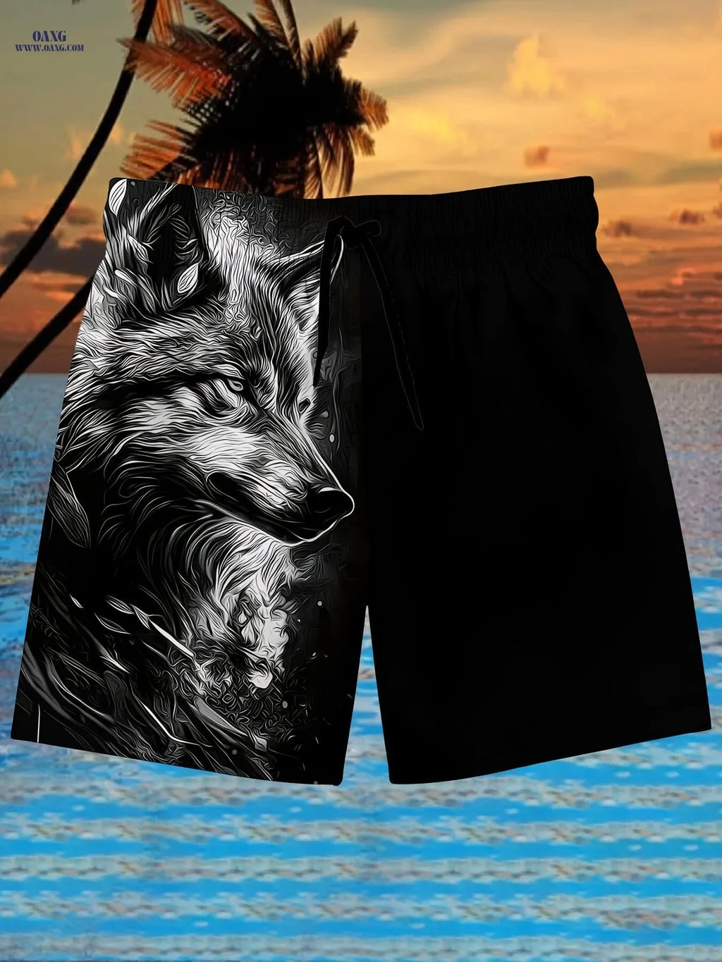 Men's Quick-Dry Swim Trunks - 3D Wolf Print with Pockets   OAXG 