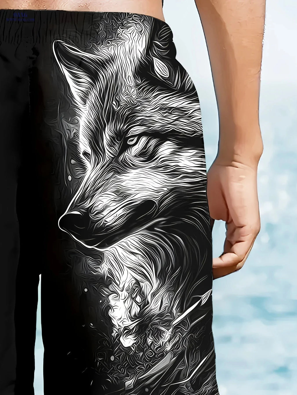 Men's Quick-Dry Swim Trunks - 3D Wolf Print with Pockets   OAXG Mixed colors / FR S