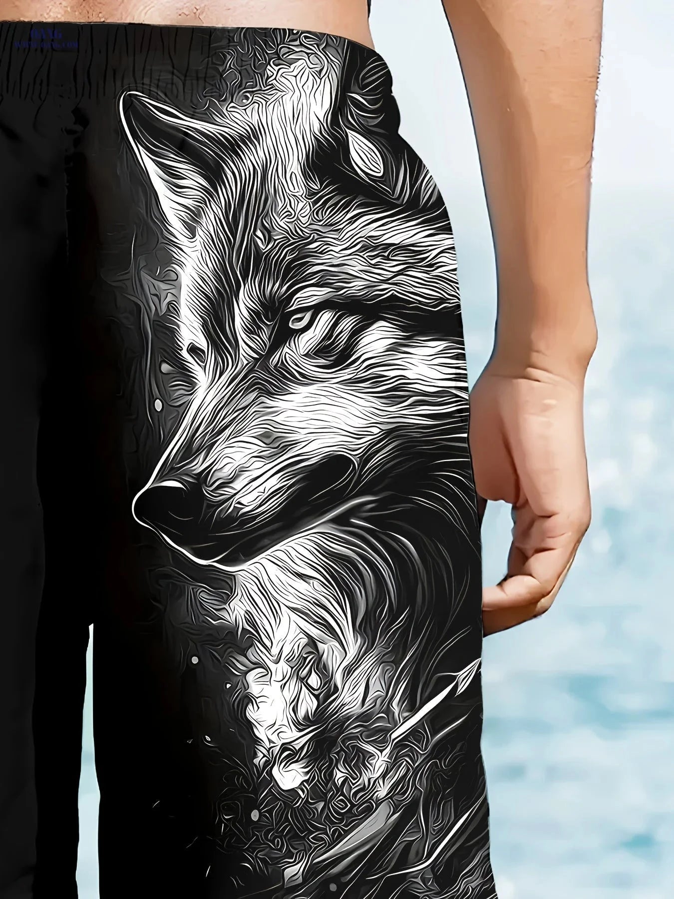 Men's Quick-Dry Swim Trunks - 3D Wolf Print with Pockets   OAXG Mixed colors / FR S