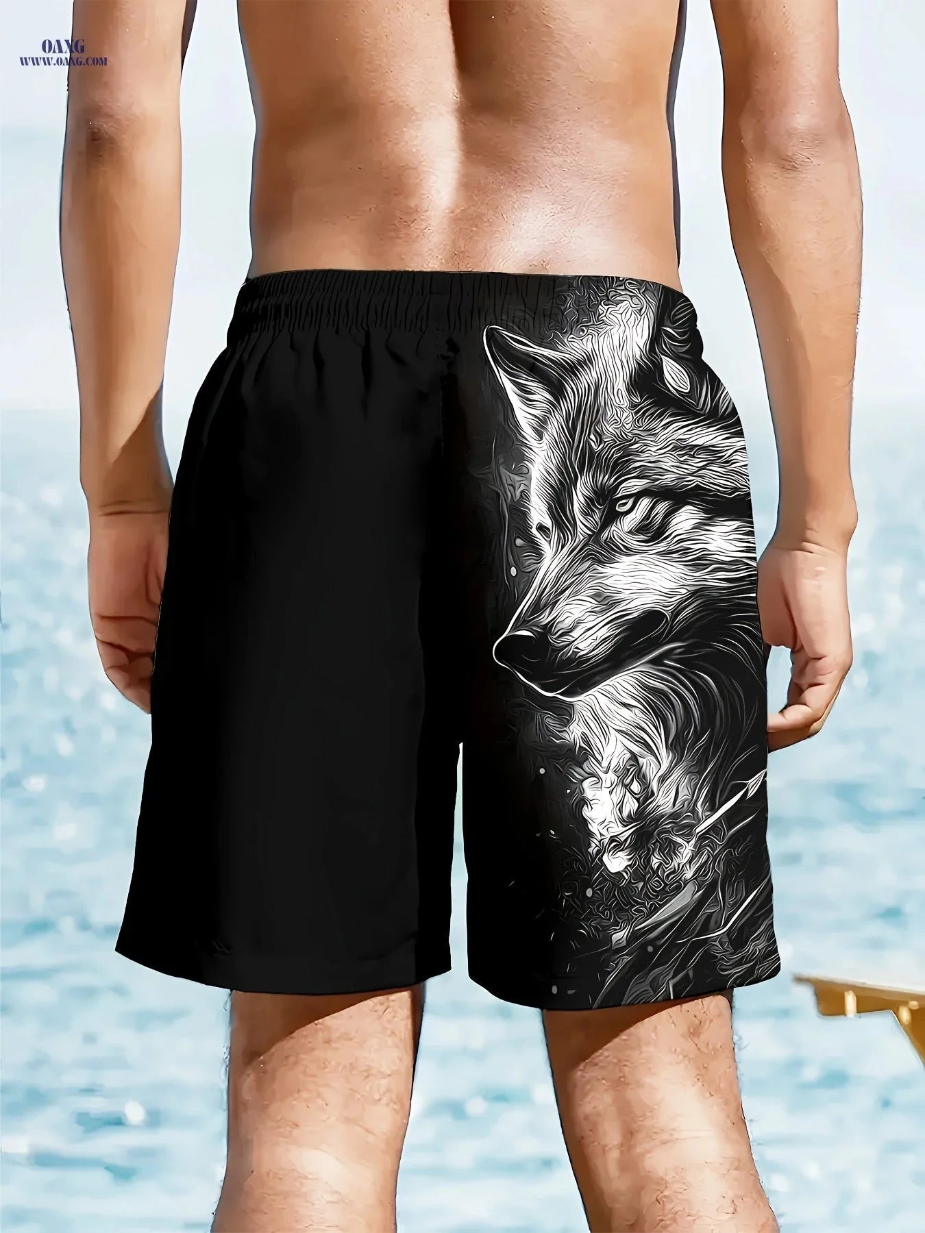 Men's Quick-Dry Swim Trunks - 3D Wolf Print with Pockets   OAXG Mixed colors / FR S