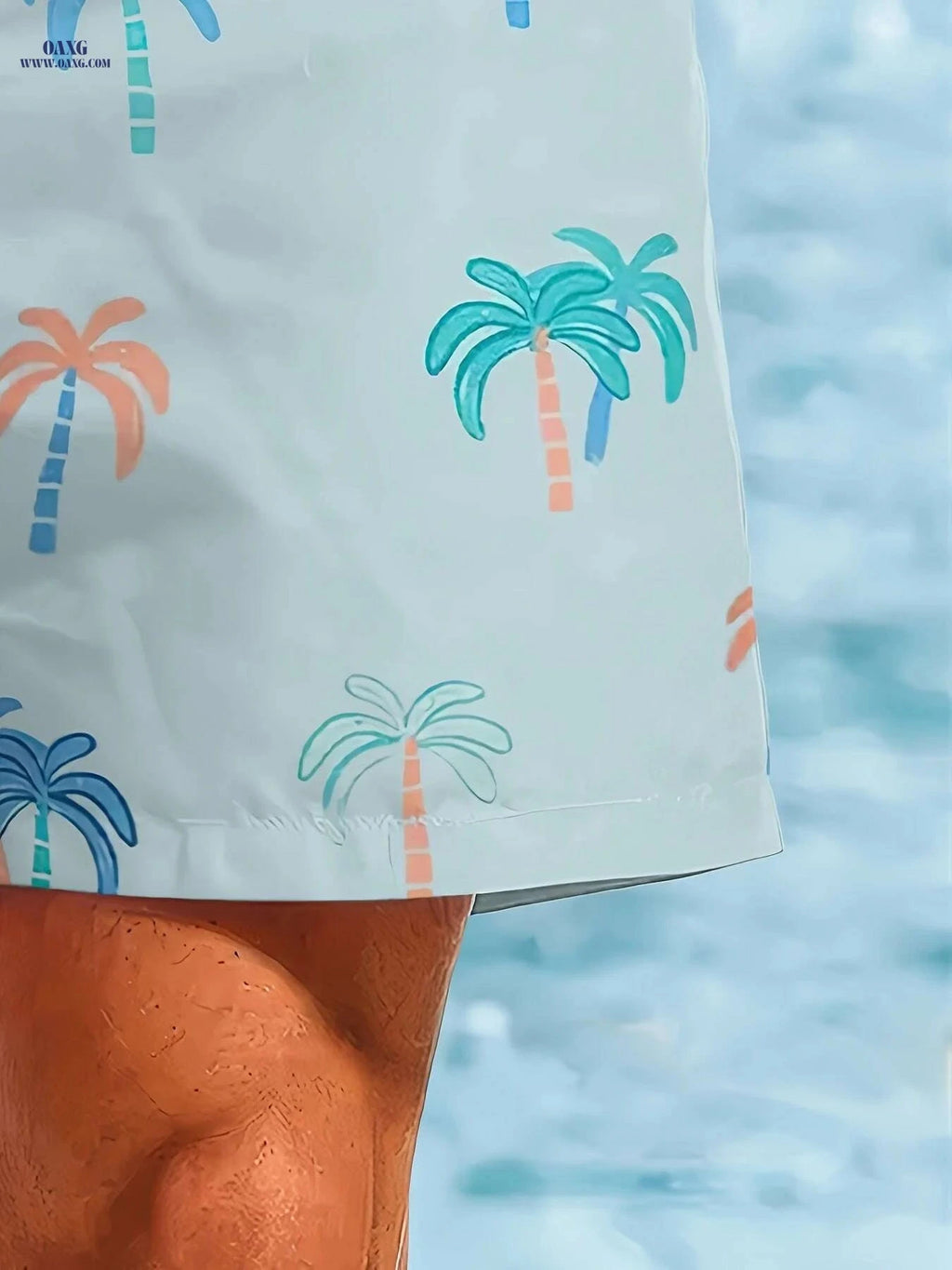 Men's Quick-Dry Swim Trunks - Lightweight Beach Shorts with Tropical Print   OAXG Mixed Color / S