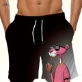 Men's Quick-Dry Swim Trunks - Pink Panther Print, Lightweight & Comfortable   OAXG Rose Red / S
