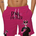 Men's Quick-Dry Swim Trunks - Pink Panther Print, Lightweight & Comfortable   OAXG Rose Red / S