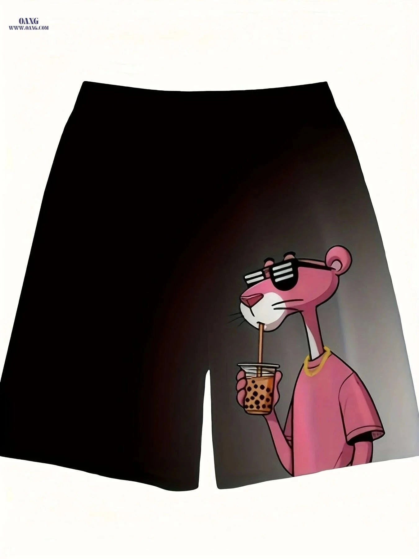 Men's Quick-Dry Swim Trunks - Pink Panther Print, Lightweight & Comfortable   OAXG Rose Red / S