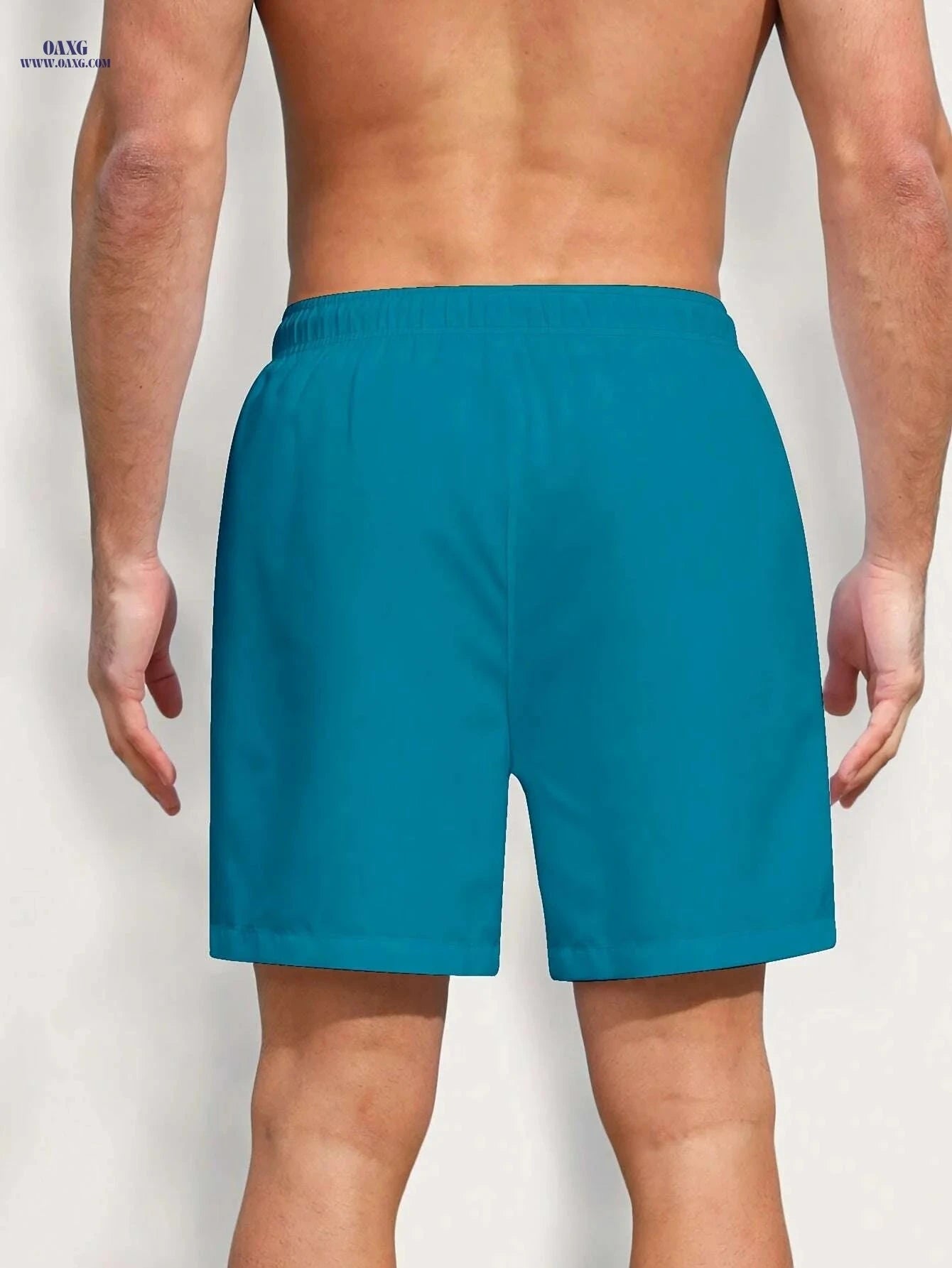 Men's Quick-Dry Swim Trunks - Tropical Palm Print, Elastic Waistband   OAXG Peacock Blue / M