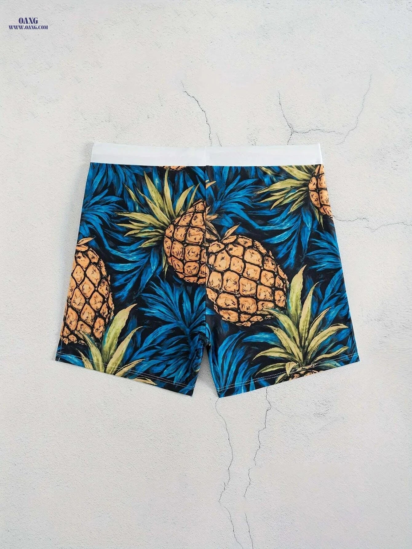Men's Quick-Dry Swim Trunks - Tropical Pineapple Print, Adjustable Waist   OAXG 