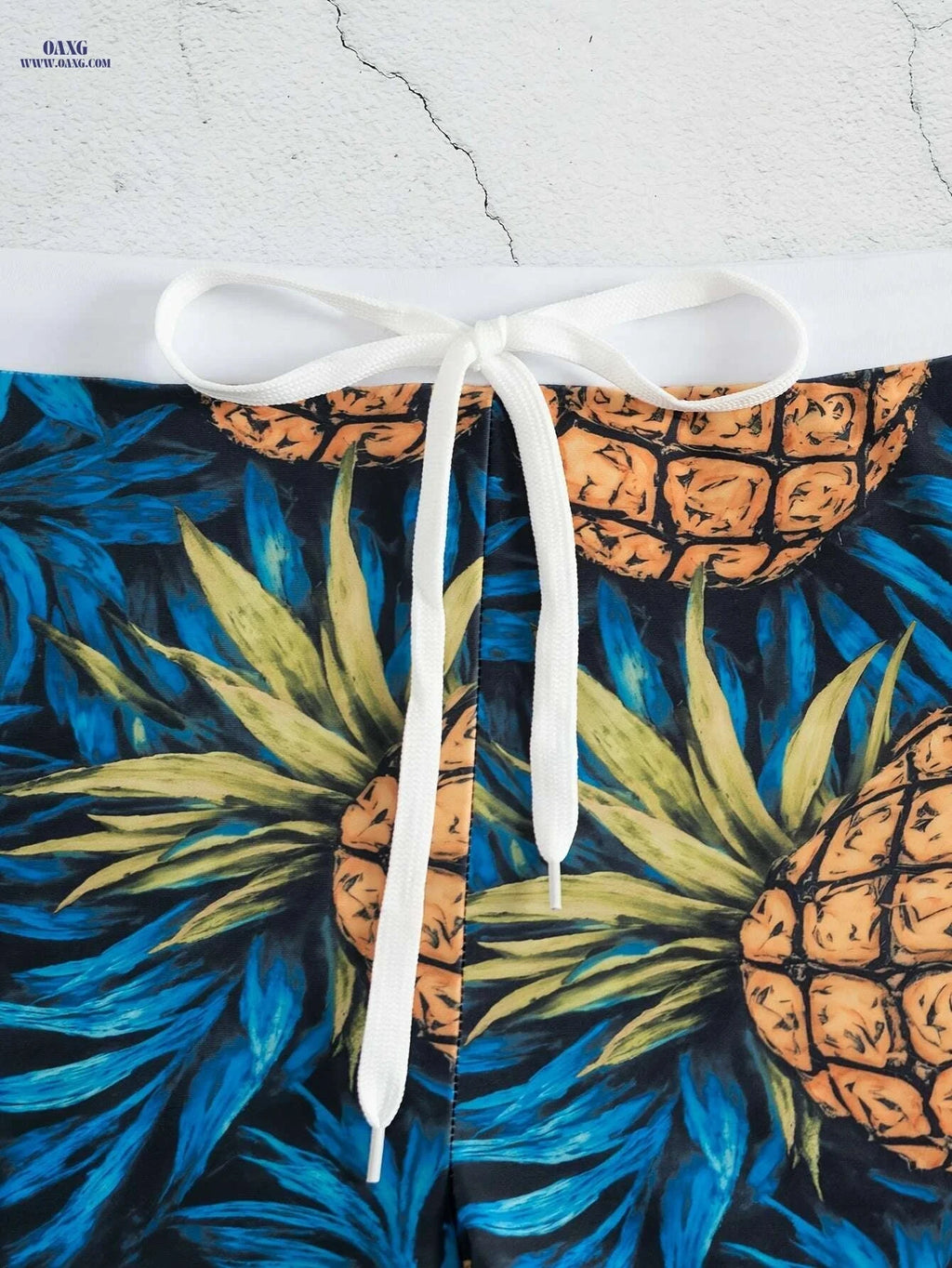Men's Quick-Dry Swim Trunks - Tropical Pineapple Print, Adjustable Waist   OAXG 