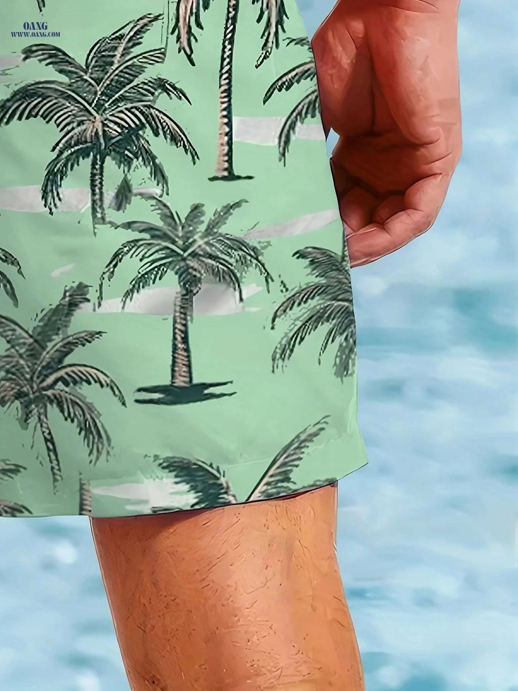Men's Quick-Dry Swim Trunks - Tropical Print Beach Board Shorts   OAXG 