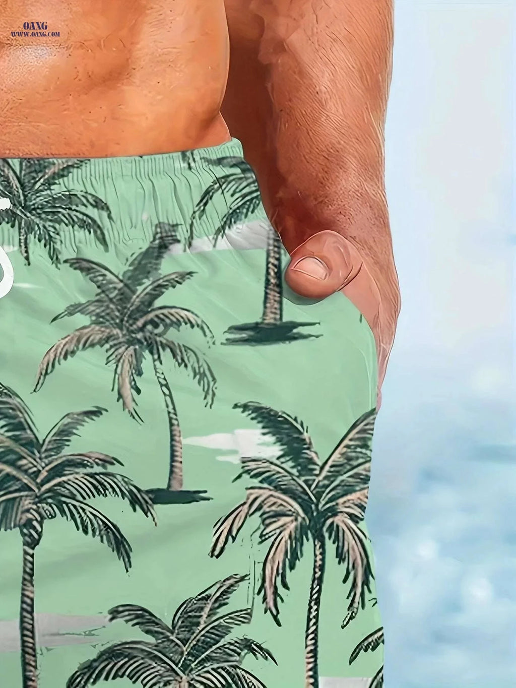 Men's Quick-Dry Swim Trunks - Tropical Print Beach Board Shorts   OAXG Mixed Color / S