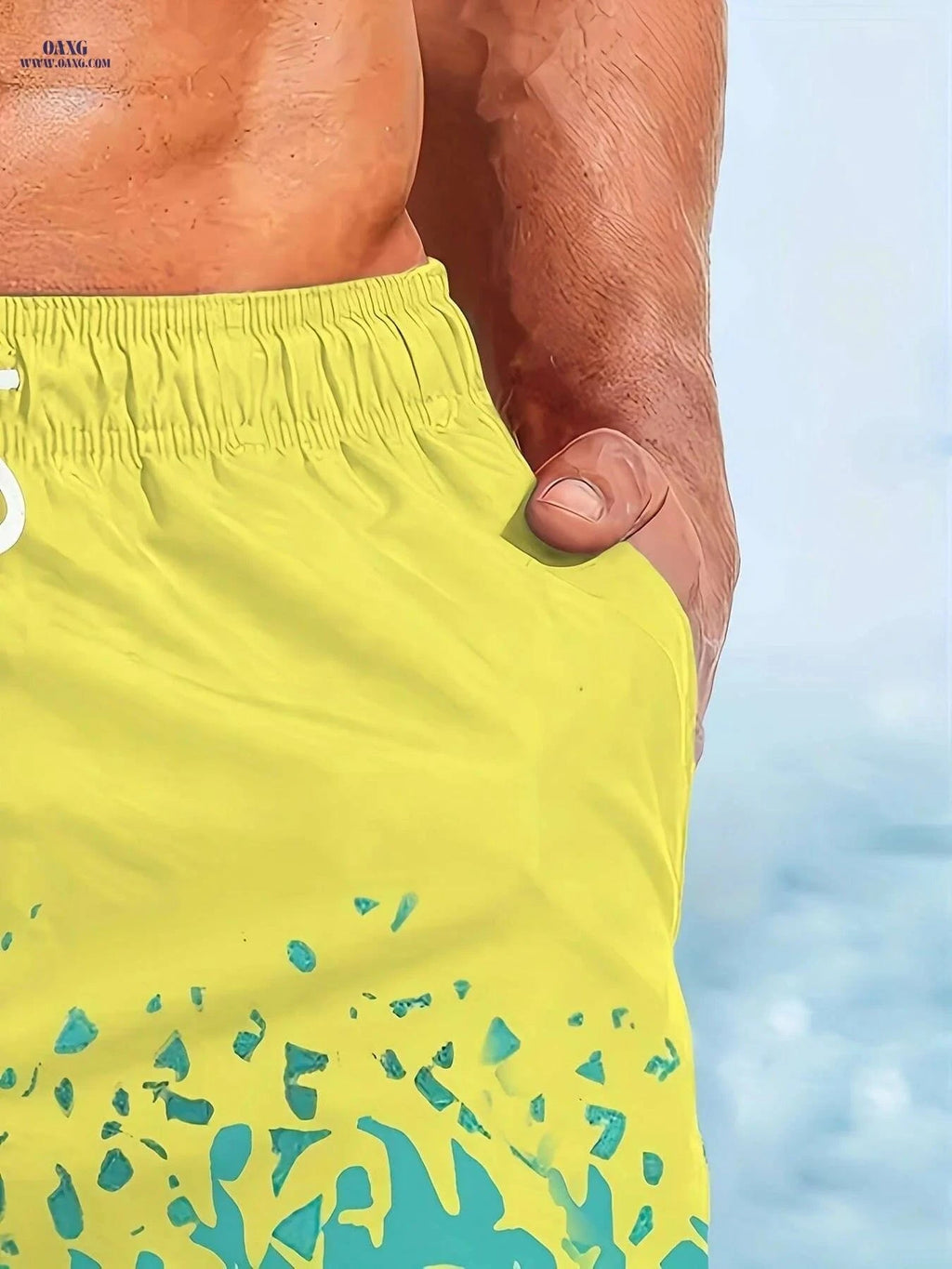 Men's Quick-Dry Swim Trunks - Tropical Shark Print, Machine Washable   OAXG Mixed Color / S
