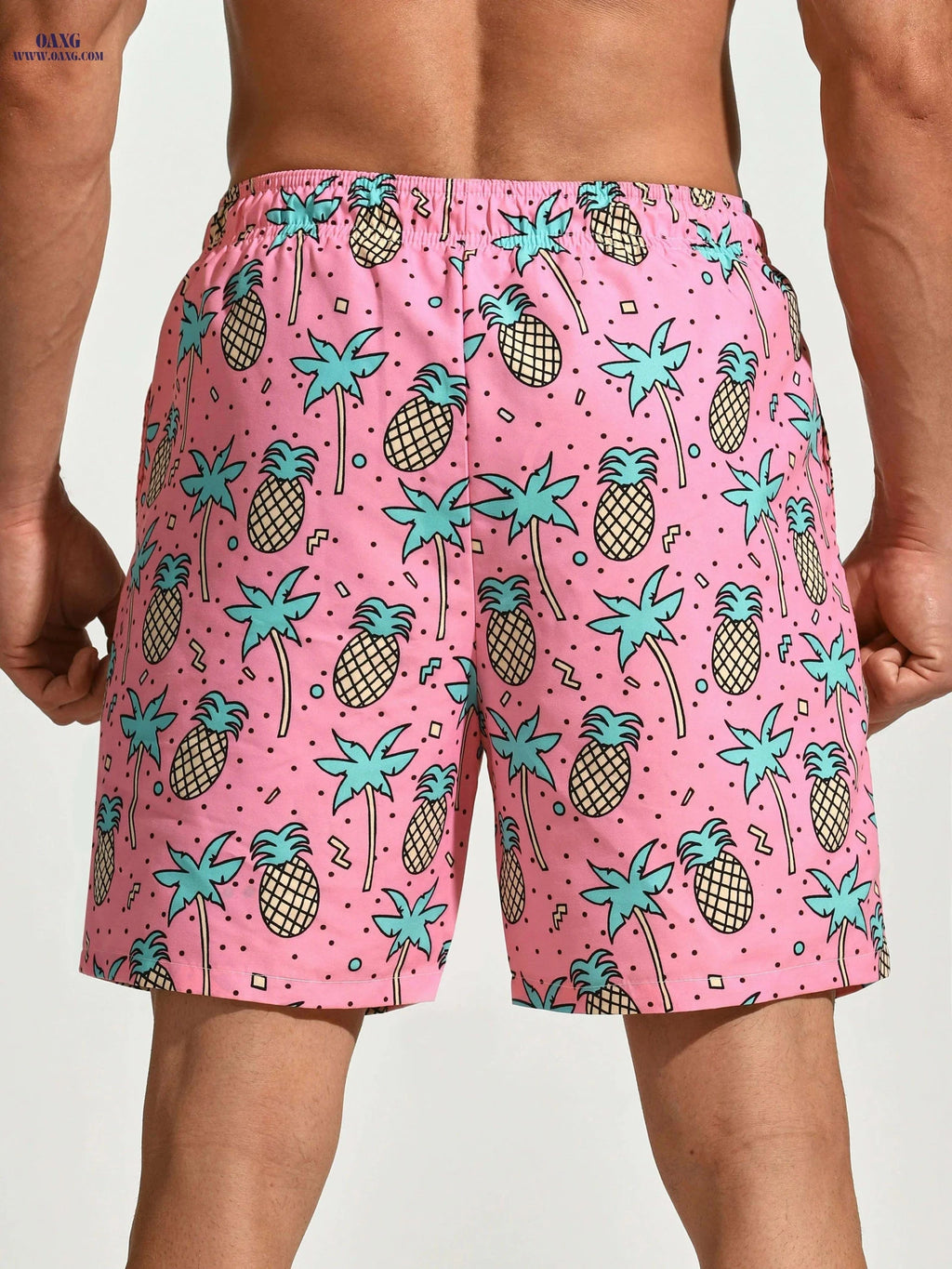 Men's Quick-Drying Beach Shorts - Cartoon Patterned Vacation Style   OAXG Mixed Color / S