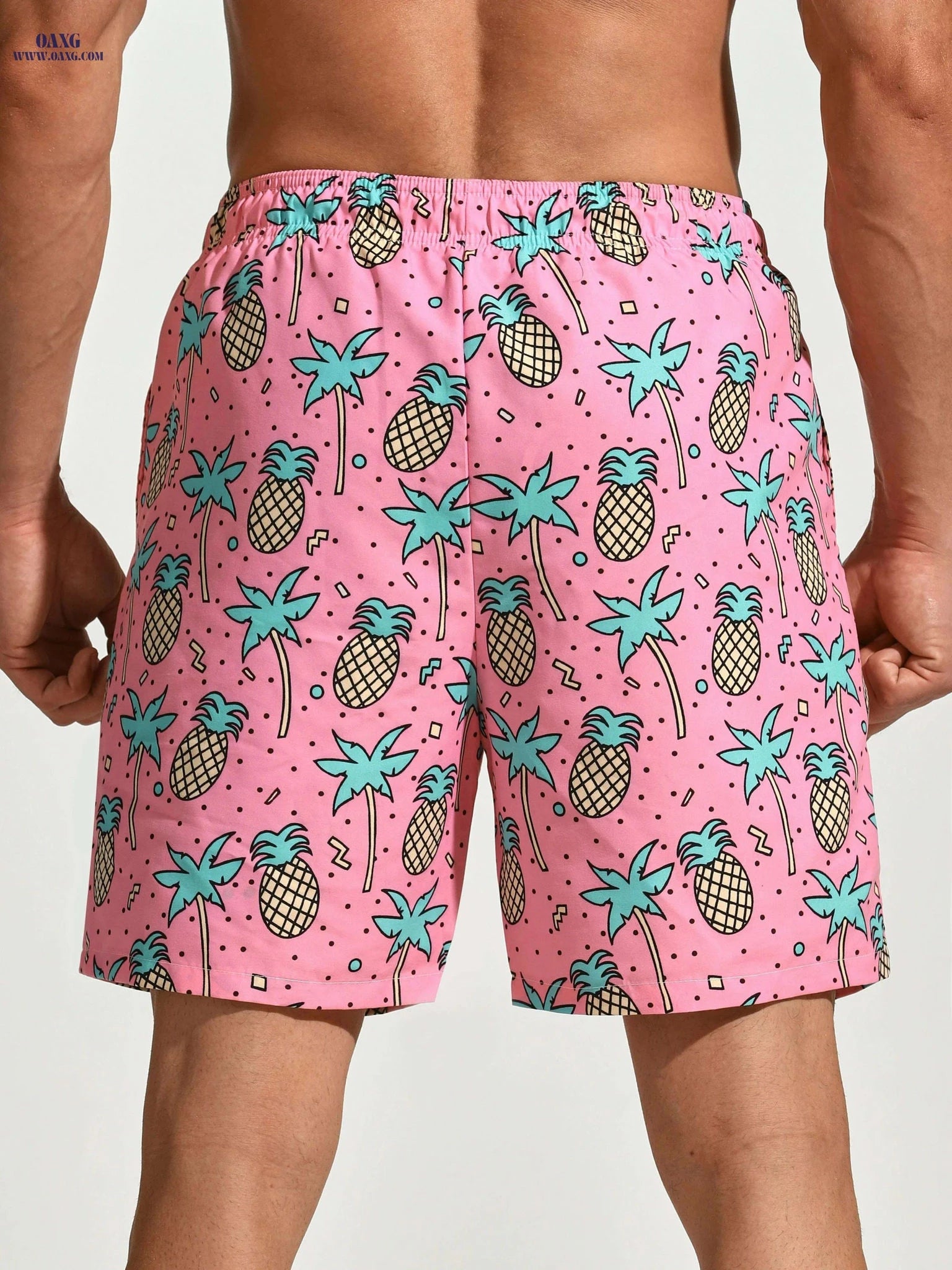 Men's Quick-Drying Beach Shorts - Cartoon Patterned Vacation Style   OAXG Mixed Color / S