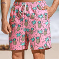 Men's Quick-Drying Beach Shorts - Cartoon Patterned Vacation Style   OAXG Mixed Color / S