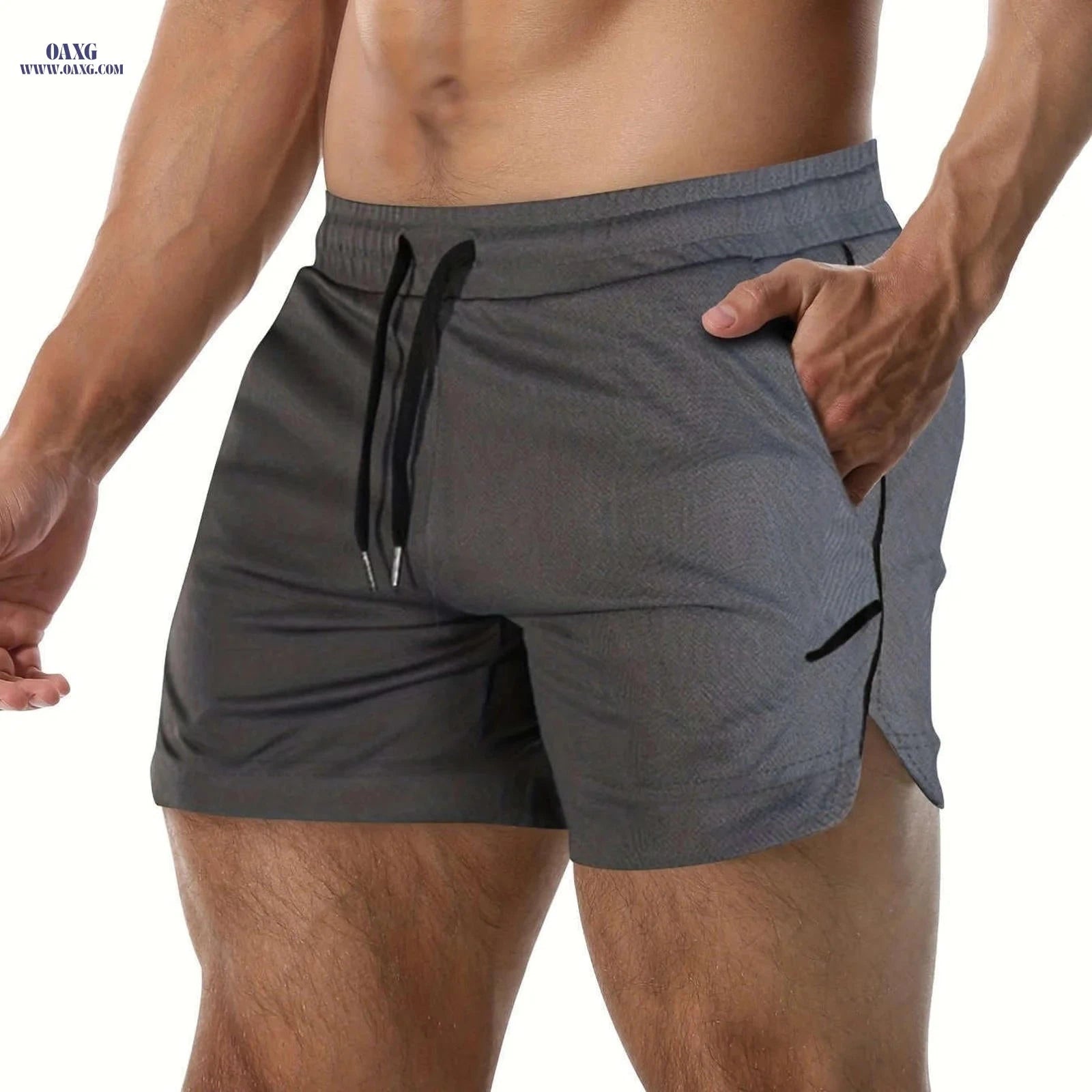Men's Quick Drying Shorts - Elastic Waist, Comfy Design for Gym   OAXG 