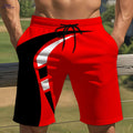 Men's Red & Black Print Shorts - Casual Swim Trunks with Adjustable Waistband   OAXG Red / S