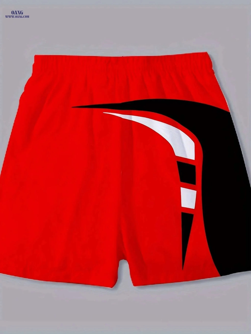Men's Red & Black Print Shorts - Casual Swim Trunks with Adjustable Waistband   OAXG Red / S
