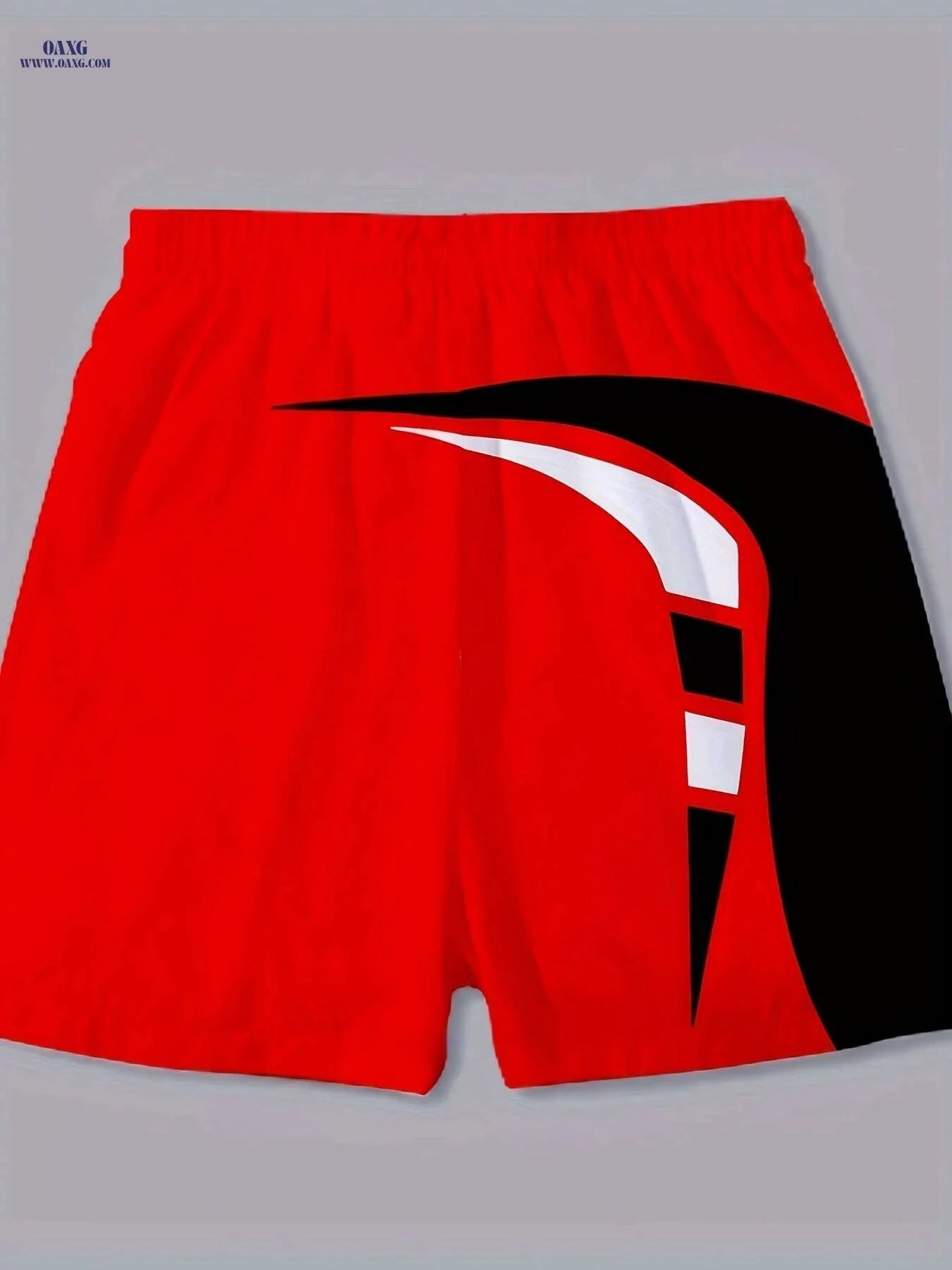 Men's Red & Black Print Shorts - Casual Swim Trunks with Adjustable Waistband   OAXG Red / S