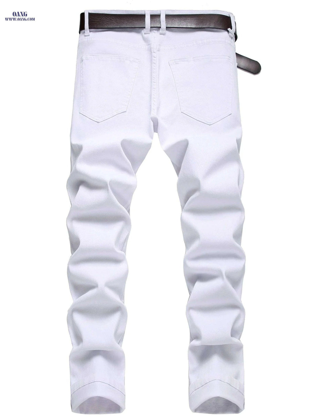 Men's Red Ripped Casual Jeans - Slim Fit, Medium Stretch Pants   OAXG 