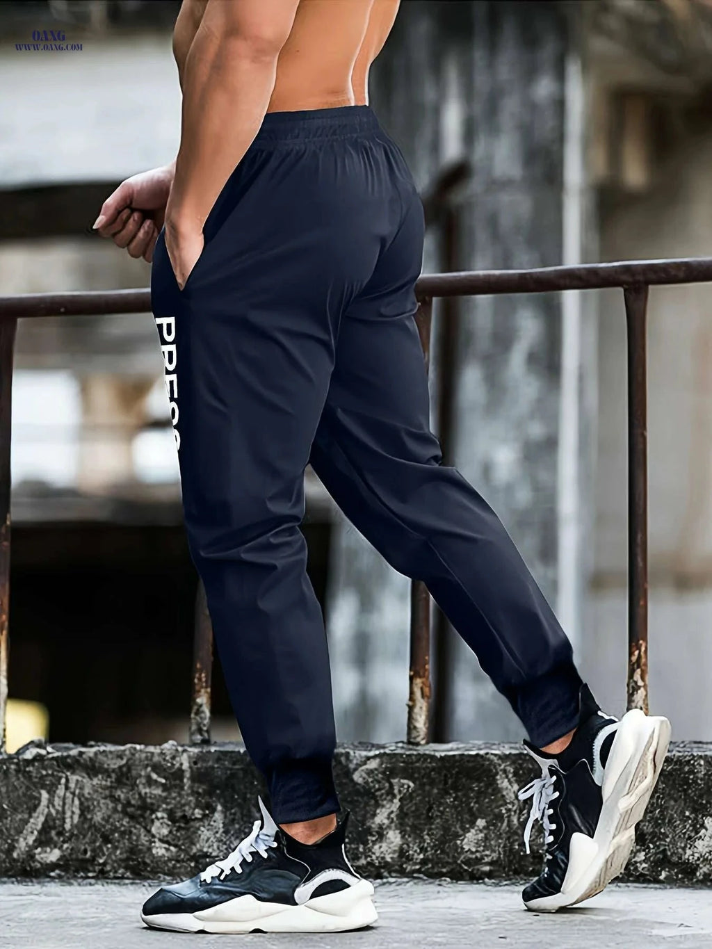 Men's Regular Fit Cuffed Joggers - 100% Polyester Stretchy Sports Pants   OAXG Dark Green / S