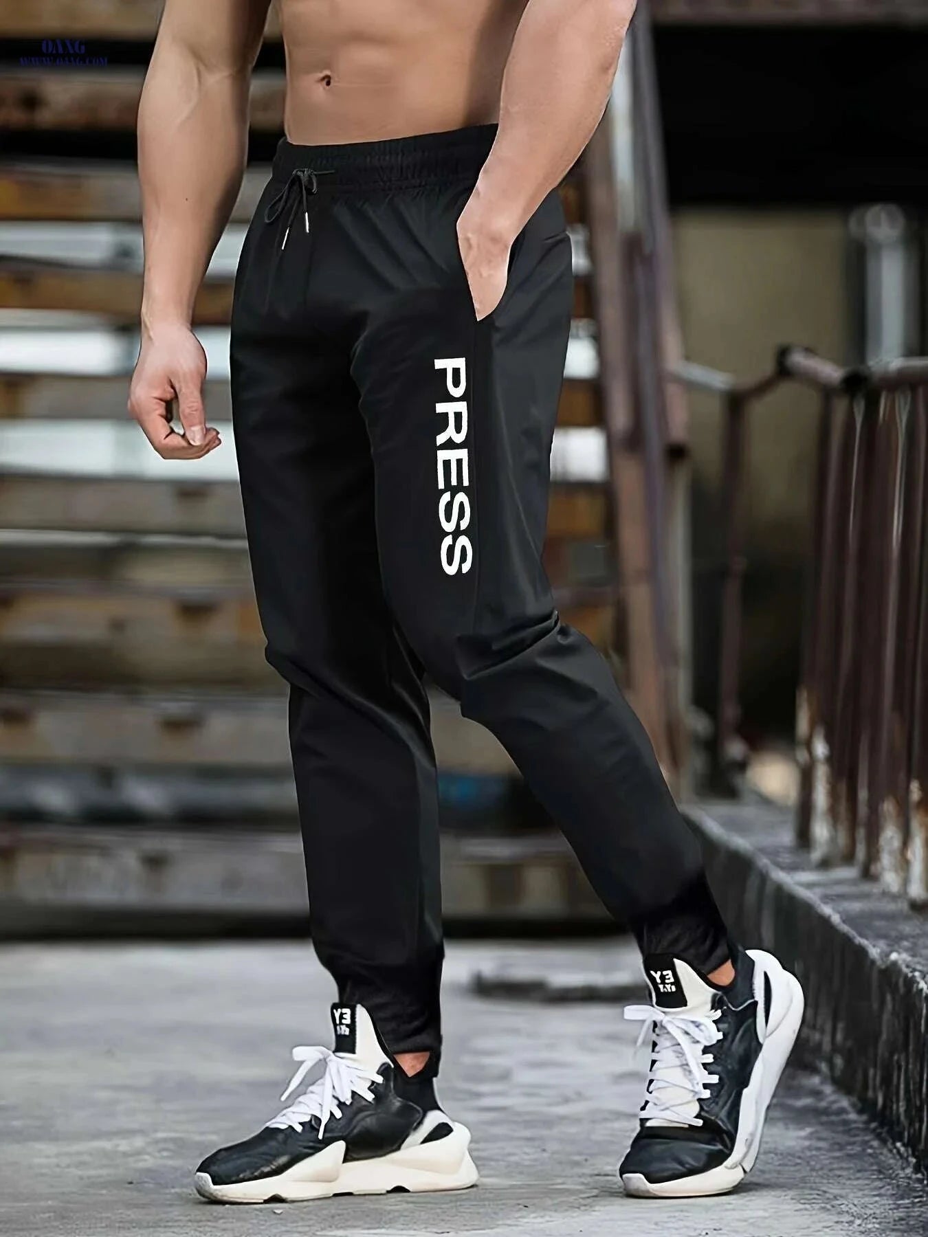 Men's Regular Fit Cuffed Joggers - 100% Polyester Stretchy Sports Pants   OAXG Dark Green / S