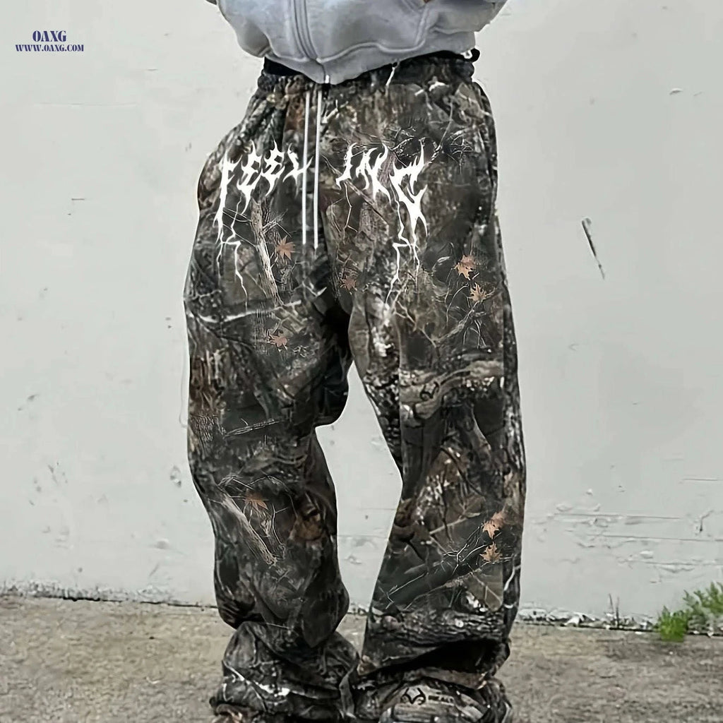 Men's Relaxed-Fit Camo Pants - Elastic Waistband for Comfort   OAXG 
