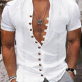 Men's Retro Buttoned Casual Short Sleeve Shirt - Summer Fashion Trend   OAXG 