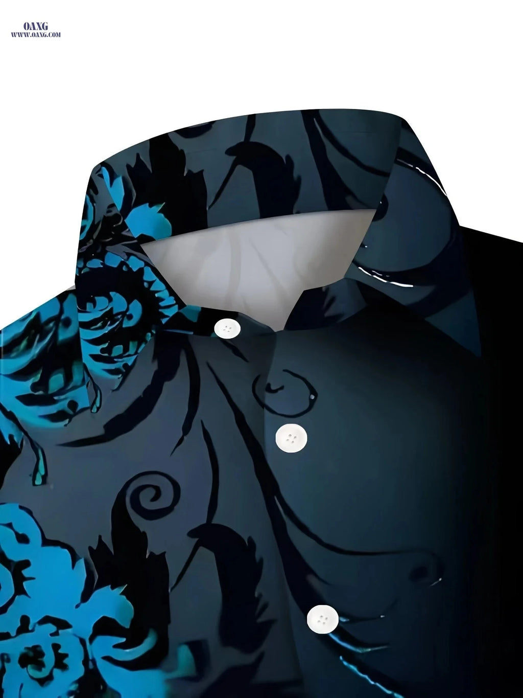 Men's Retro Floral Long Sleeve Shirt - Elegant Casual Wear for All Seasons   OAXG Black / FR M