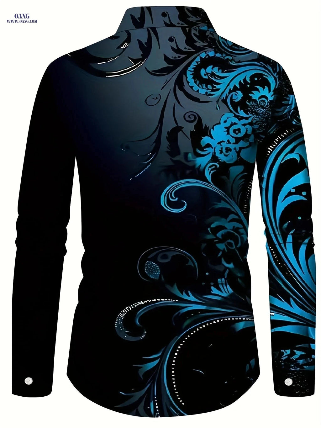 Men's Retro Floral Long Sleeve Shirt - Elegant Casual Wear for All Seasons   OAXG Black / FR M