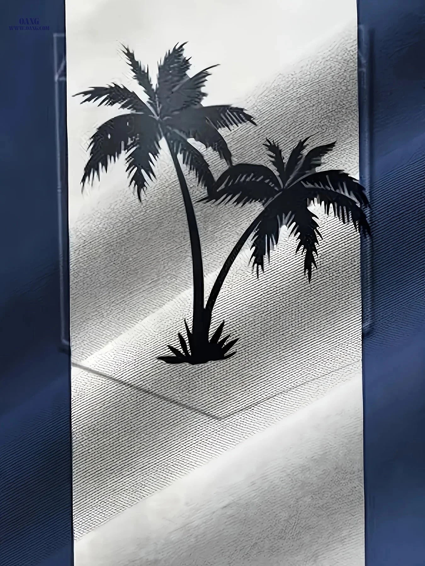Men's Retro Hawaiian Shirt - 3D Palm Tree Print, Casual Button-Up   OAXG Image Color / FR M