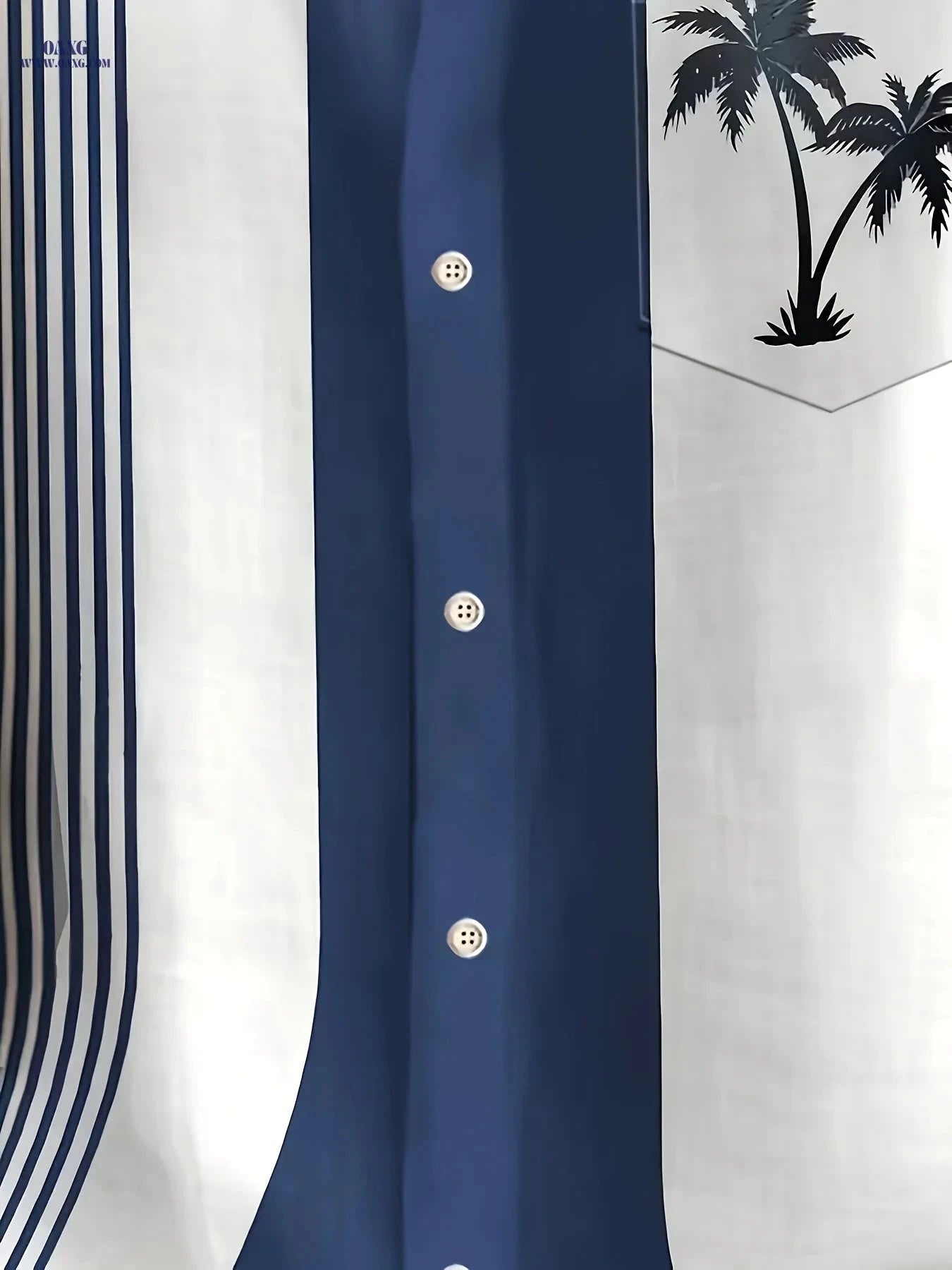 Men's Retro Hawaiian Shirt - 3D Palm Tree Print, Casual Button-Up   OAXG Image Color / FR M