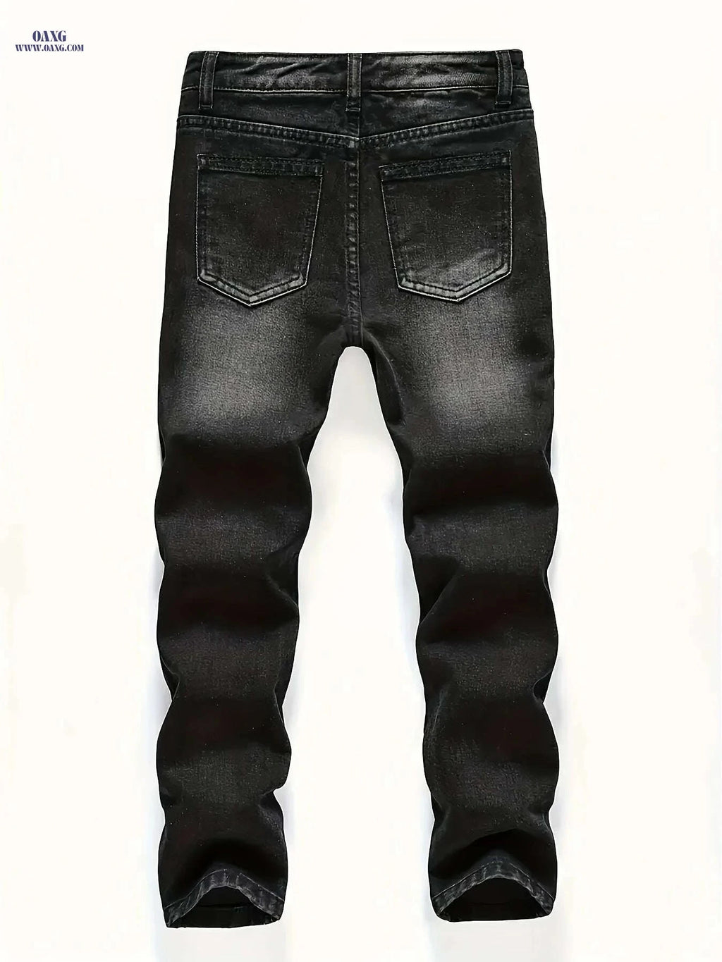 Men's Ripped Jeans - Distressed Stretch Pants for All-Season Wear   OAXG Black / S