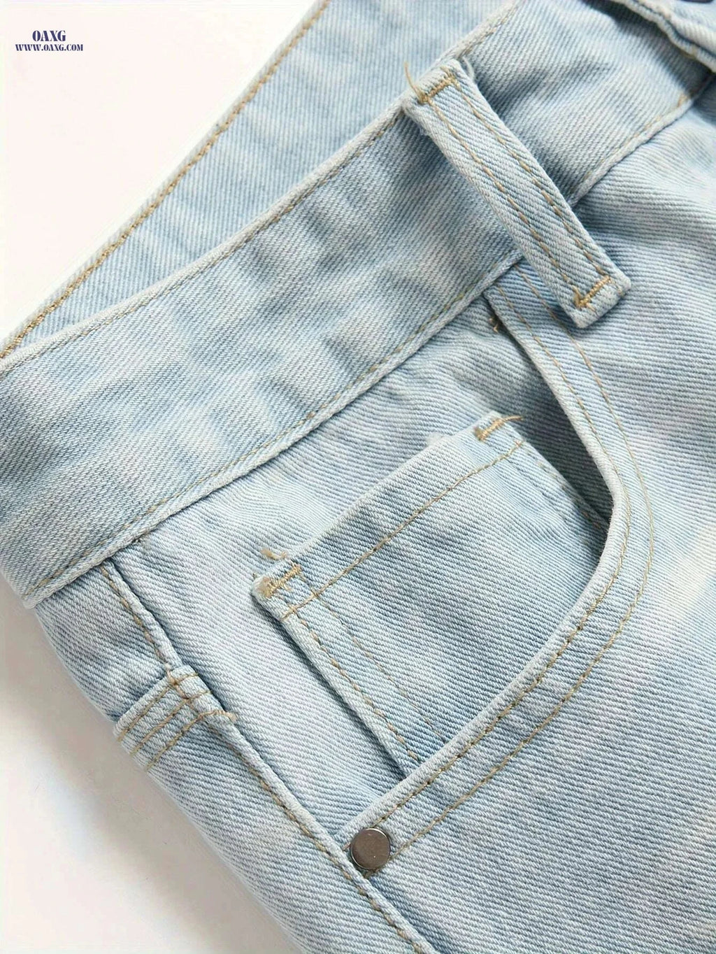 Men's Ripped Jeans - Heavy-Distressed Blue, Slim Fit & Casual Style   OAXG Light Cyan / 28
