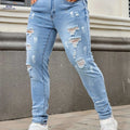 Men's Ripped Skinny Jeans - Casual Stretch Denim for All Seasons   OAXG 