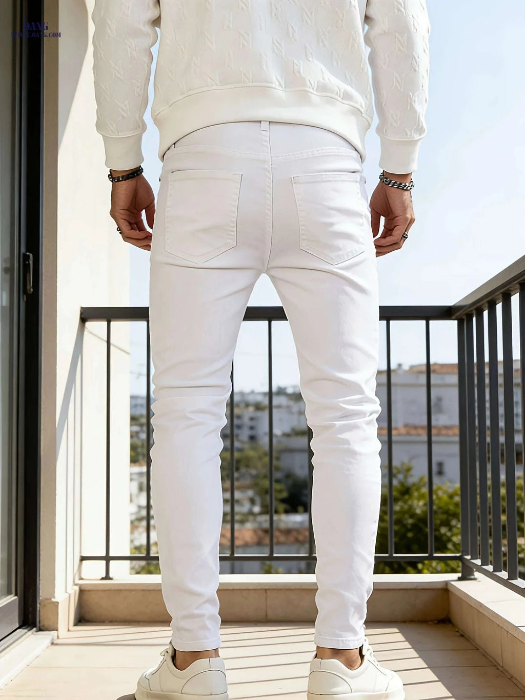 Men's Ripped Skinny Jeans - High Stretch, Casual Hip-Hop Style   OAXG 