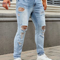 Men's Ripped Skinny Jeans - Stylish Casual Denim for All Seasons   OAXG 